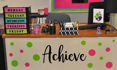 Amazon Com Achieve B Decal For Teacher Desk Wall Decal 6 5 Wide X 19 Classroom Quote Door Decal Teacher Decal Classroom Decal Sticker Black Home Kitchen