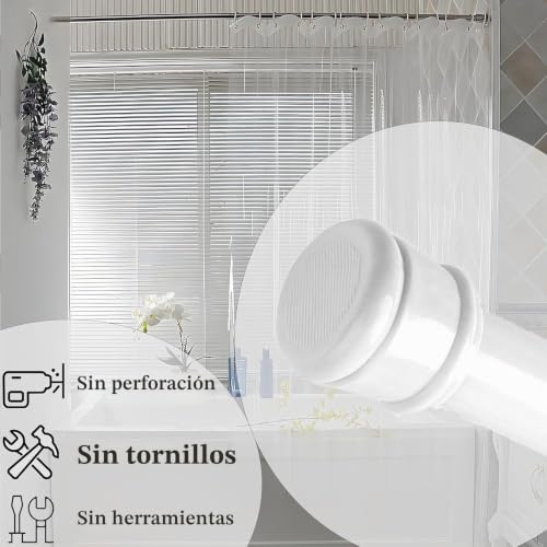 Curtain Rod Without Drilling Extendable Shower Curtain Rod Extendable Rods For Curtains White 85-265Cm Ø32mm
