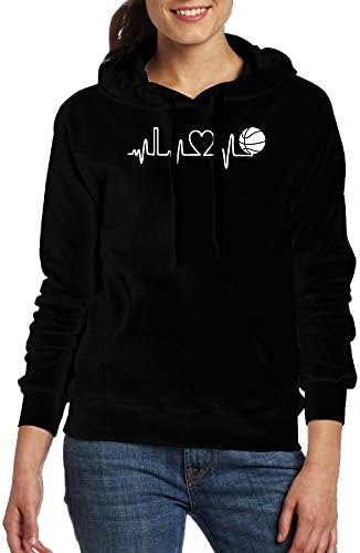 Women's Adult Basketball Heartbeat Pullover Hoodie Sweatshirt With Kangaroo Pocket XX-Large
