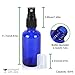 Fiery Youth Cobalt Blue Glass Spray Bottles, 6 Bottle Set, 2 oz (50ml), for Various Dilutions of Liquid, with Plastic Black Fine Mist Sprayers, Dust Caps and Glass Dropper