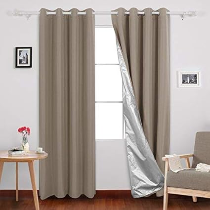 Deconovo Cortina Termica Aislante Frío y Calor con Forro de Gris Plata