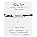 NELLONYA Show Your Teacher Appreciation Gift 4 Pcs Wish Card Teach Apple Charm Bracelets Open School Thank You Gifts for Women