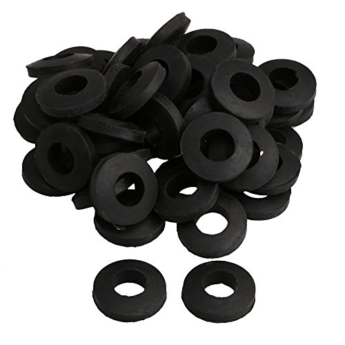 RDEXP 28x14x7mm Black Rubber Round Shape Gaskets Flat Rubber Spacer Washer Seal Rings for Automotive Plumbing Set of 50