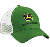 John Deere Green White Mesh Trucker Curved Bill Hat Cap Adjustable Logo Farming