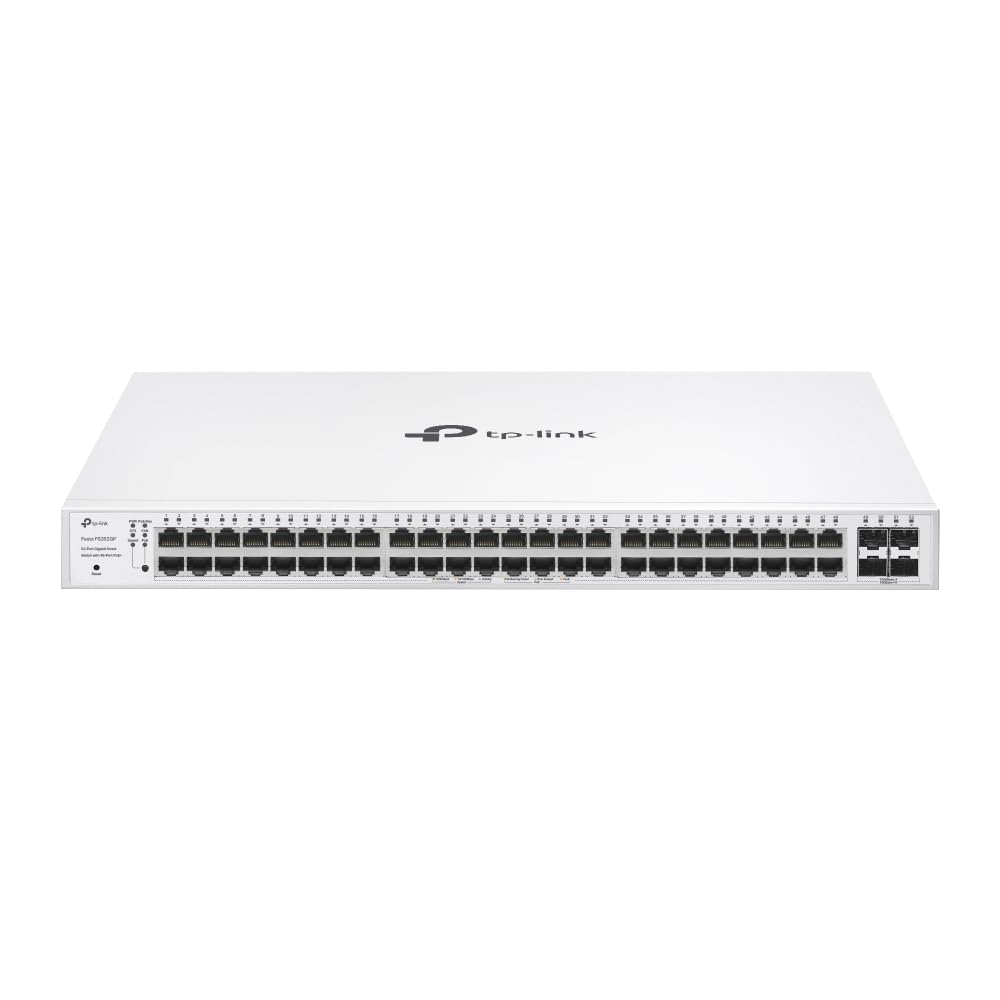 TP-Link Festa FS352GP 52 Port Gigabit Smart Managed PoE Switch 48 PoE+ Port @384W, 4 x SFP Slots Self-Organizing Network Free Cloud Static Routing, Vlan, ACL, LAG Does not Work with Omada Image