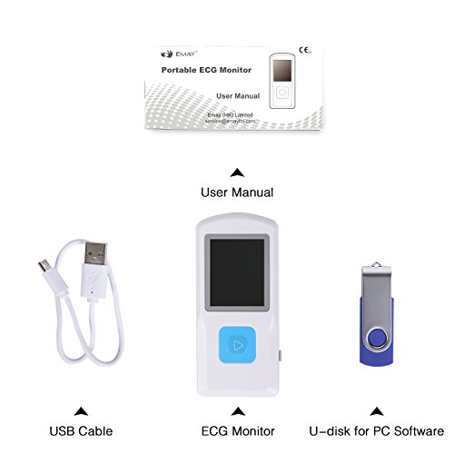 Emay Portable Handheld ECG/EKG Monitor FDA Certified PC Software for
