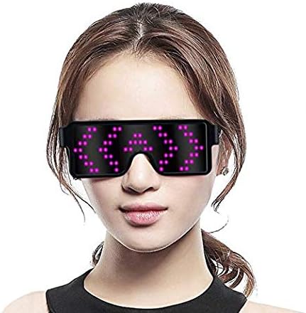 LED Light Glasses 8 Modes Quick Flash Party USB charge Luminous Christmas Gift (Pink)