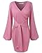 SOLERSUN Women's Casual Wrap Long Sleeve Elegant Bodycon Tie Waist Sweater Pencil Dresses