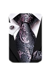 Hi-Tie Silk Black and Pink Paisley Necktie and