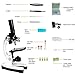 Scientoy kids Microscope with 100X-600X-1200X, 45 pcs Microscope Kit with Large-caliber Eyepiece, 12 Microscope Slides Brine Shrimp Hatchery, Metal Body, LED Light, Phone Holder, Best Science Experime
