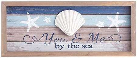 Beach Sign | You & Me by The Sea w/White Finger Starfish | Wooden Sign for Table Décor or Wall Art | Plus Free Nautical eBook by Joseph Rains