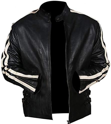 UGFashions Mel Gibson Lethal Weapon Martin Riggs Vintage White Stripes Black Leather Jacket
