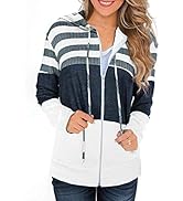GOLDPKF Striped Color Block Hoodies for Womens Long Sleeve Pullover Sweatshirts