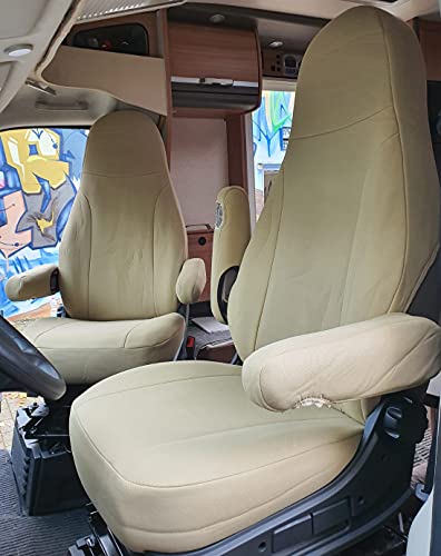 Custom Seat Covers, Compatible with RV, Driver & Passenger Seats, Colour Code: 829 (beige)