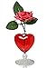 BANBERRY DESIGNS Red Heart Vase and Rose - Fabric Rose That Will Last Forever - Valentine's Day Gifts - Red Roses for Valentine's Day