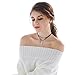 Aukmla Leather Layered Necklace Black Opal Pendant Necklaces Chain Jewelry for Women and Girls