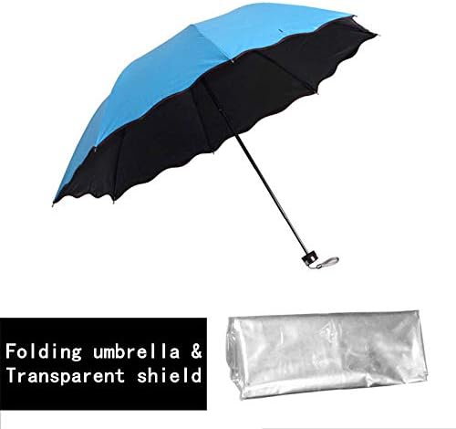 PETBB Protective Tri-Folds Umbrella with Total Body Shield Splash-Proof Transparent Poncho