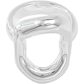 Kokoma Hollow Oval Shaped Chunky Statement Ring for Women Stainless Steel Irregular Thick Chunky Finger Band Stackable Rings Geometric Ring Minimalist Jewelry