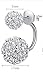 SmallDragon Women's 1 Pair 925 Sterling Silver Double Sided Crystal Balls Stud Earrings (Silver)