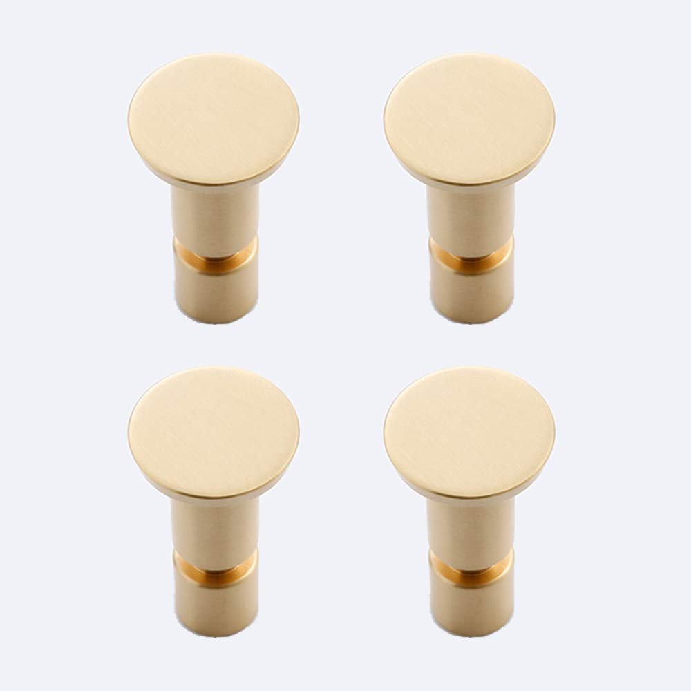 TOOLDO 4PCS Brass Coat Hooks for Wall Decorative Individual Wall Mounted Cloth Hangers for Hanging Clothes Towel Keys Hat Model 3053