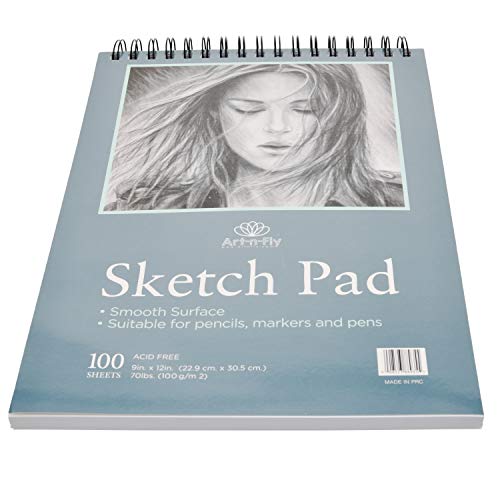 100 Sheets 9 x 12 Inch Smooth Sketchpad For Drawing Pencils Pens Markers Sketching Coloring Sketch Pad Spiral Bound Sketchbook - Thumbnail 2