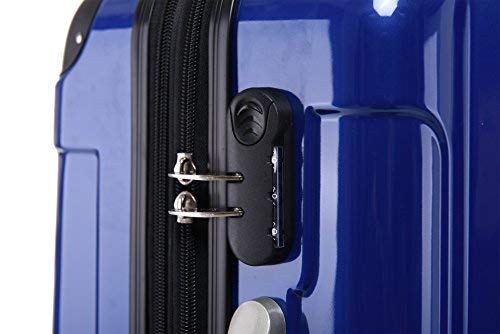 [- BEIBYE Hartschalen Koffer Trolley Rollkoffer Reisekoffer 4 Zwillingsrollen Polycabonat (Blau, 76