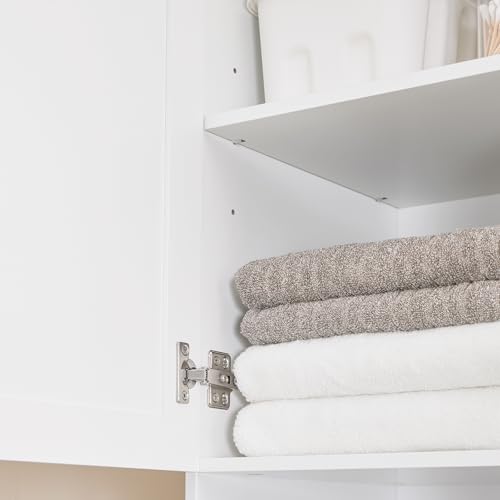 SoBuy Narrow Bathroom Storage Cabinet with Laundry Hamper, Slim Tall Freestanding Bathroom Cabinet with Drawer, Open Shelf & Adjustable Shelf, White BZR216-W