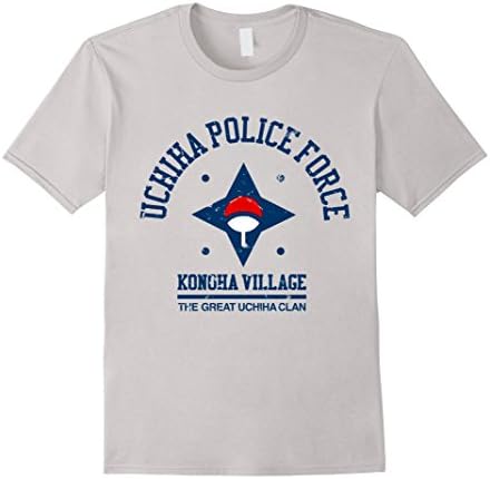 Men's Uchiha police force T-shirt Medium Silver