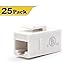 VCE UL Listed 25-Pack RJ45 CAT6 Keystone Coupler Female to Female Insert Coupler, UTP CAT6 Keystone Inline Coupler White