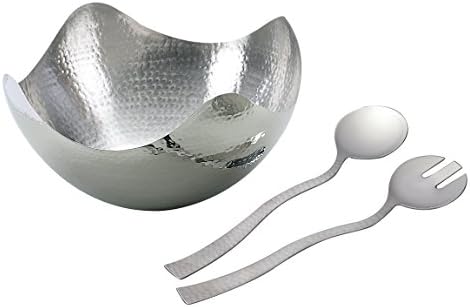 3-Piece Hammered Stainless Steel Salad Set, 8-inch