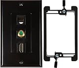 Buyer's Point HDMI 3GHz Coax Ethernet Wall Plate [UL Listed] with Single Gang Low Voltage Mounting Bracket Device (1, Black Kit)