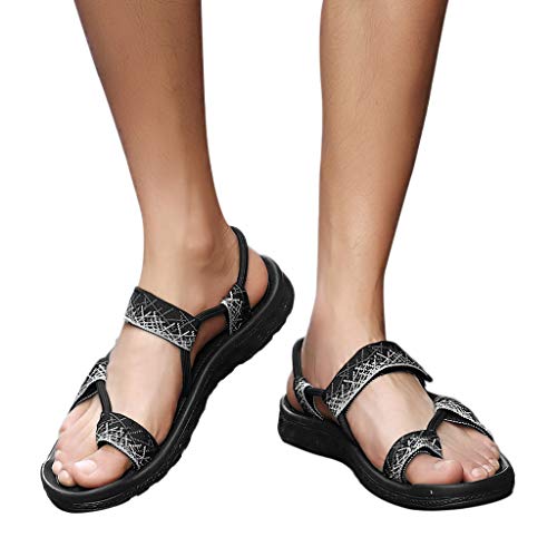 Forthery Men Sports Sandals Athletic Outdoor Summer Fisherman Breathable Hiking Walking Beach Shoes(Grey,US 9.5 / CN 44)