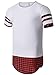LILBETTER Mens Hipster Hip Hop Longline Jersey T-Shirt (White Red M)