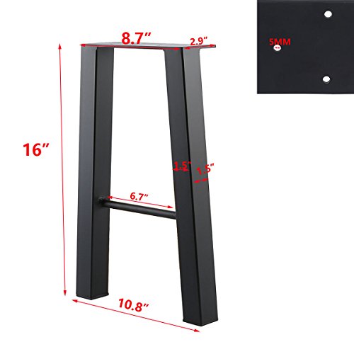 Tengchang Black 16'' Industry Table Leg Metal Iron Chair Bench Coffee Table Legs Baking Finish - Thumbnail 3