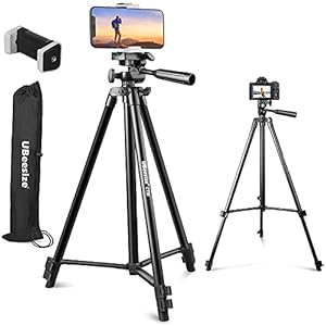 UBeesize 50” Phone Tripod Stand, Aluminum Lightweight Tripod for Camera and Phone, Cell Phone Tripod with Phone Holder…