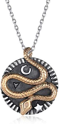 925 Sterling Silver & Brass Star/Cross/Compass/Bullet Pendant Necklace for Men Women Unisex Religious Jewelry with 18 inch Rolo Chain
