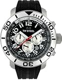 TW Steel Men's ' Grandeur Diver Quartz Stainless Steel and Rubber Casual Watch, Color:Black (Model: TW73