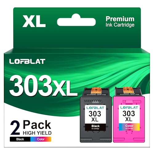 LOFBLAT 303 303 XL Cartridge Replacement for HP 303 303 XL Black and Colour for Ink 303 XL for HP Envy Photo 6230 6232 6220 6234 7134 7830 7200e 7220e 7900e 7920e (1 Black, 1 Black, 1) Color, 2 Pack)