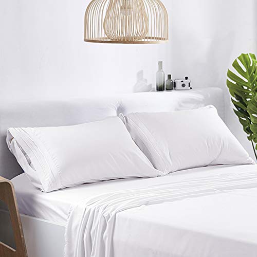 Abakan Bed Sheet Set 4 Piece Super Soft Brushed Microfiber 1800 Series Hotel Luxury Egyptian Sheet Breathable, Wrinkle, Fade Resistant Deep Pocket Bedding Sheet Set (Full, White) - Thumbnail 6