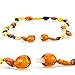 Baltic Amber Teething Necklace (Unisex - Multicolor - 12.5 Inches) Gift Set + FREE Silicone Teething Pendant ($15 Value) Handcrafted, 100% USA Lab-Tested Authentic Amber - Natural Teething Pain Relief