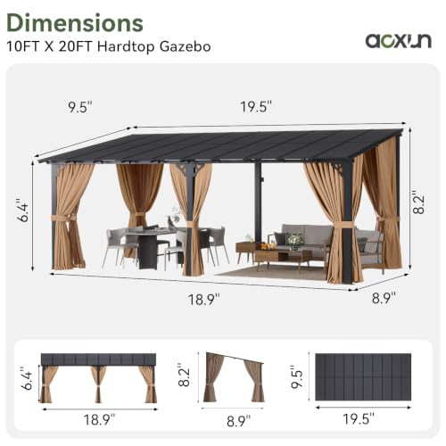 Aoxun G30059 20x10 Lean-to Gazebo Review: Wall-Mounted Pergola with Curtains and Netting image 17