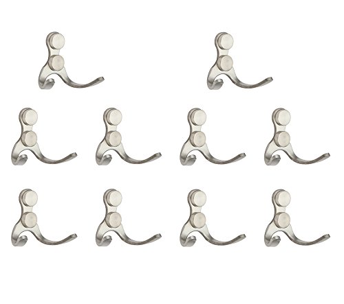 NELXULAS Double Prong Robe Hook,Screw-In Hooks,Utility Hooks, For Home and Hotel Bedroom,Living room, Bath room and Shower room , 10 Set Pack in
