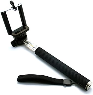 Wired Selfie Stick by EzTek - Takes Photos &amp; Videos, Compact, Extendable to 40", Built In Shutter Button - Compatible With All iPhones, iPod Touch, Samsung, Android, Blackberry &amp; Windows Phones (Black)