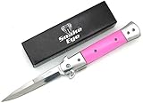 Snake Eye Tactical Assisted Open Folding Drop Point Blade Pocket Knife Self Defense Everyday Carry (Pink)