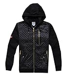 Madhero Men's Quilted Checker Full-zipper Fashion Hoodie