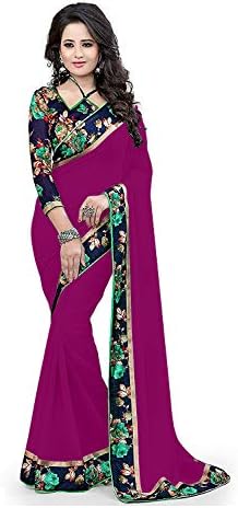 Floral Trendz® Womens Fancy Border Chiffon Saree With Blouse Piece(Chiffon Sarees For Women Under 300)