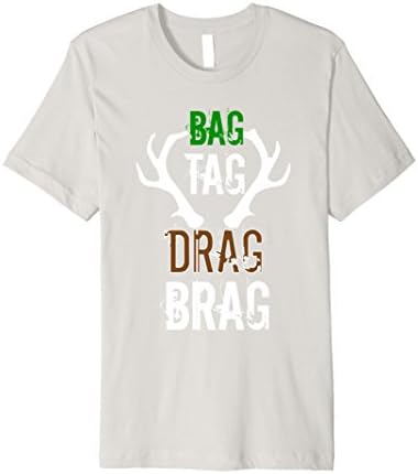 Mens Bag Tag Drag Brag Hunting Shirt XL Silver