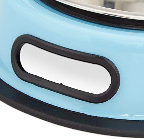 Relaxdays Stainless Steel Feeding Bowls, Dishes for Cats & Small Dogs, 2 Bowls w/ Stand, HxWxD: 5.5 x 33 x 18 cm, Blue - Image 5