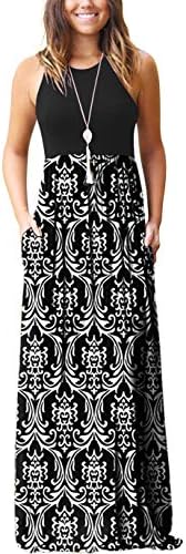 GRECERELLE Women's Sleeveless Racerback Maxi Dress Floral Print