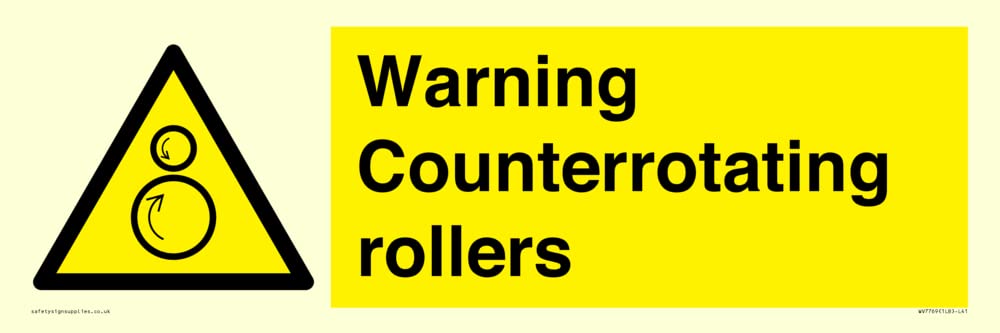 Warning Counterrotating rollers Sign - 450x150mm - L41